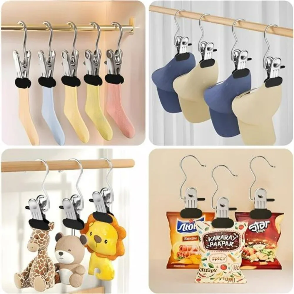 Heavy duty clothes hanger clips stainless steel laundry hooks closet organizer s